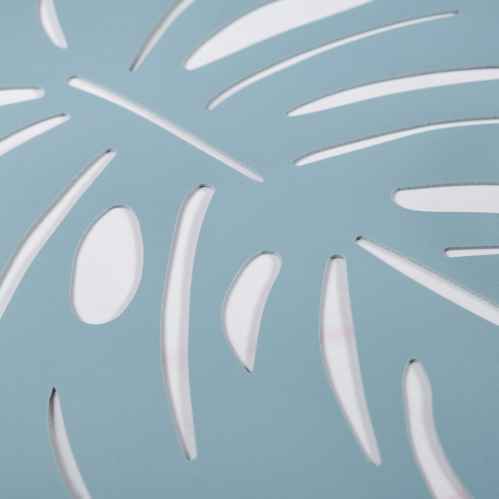 Blue Laser Cut Monstera Leaf Table Mat Set Of 6 Nestasia