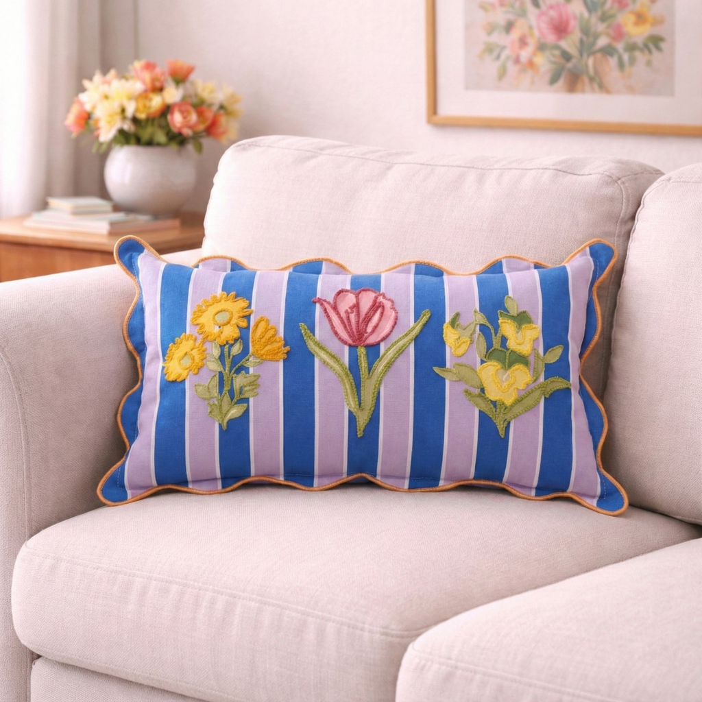 Bloom Era Striped Cotton Cushion Cover 50x30cm Nestasia