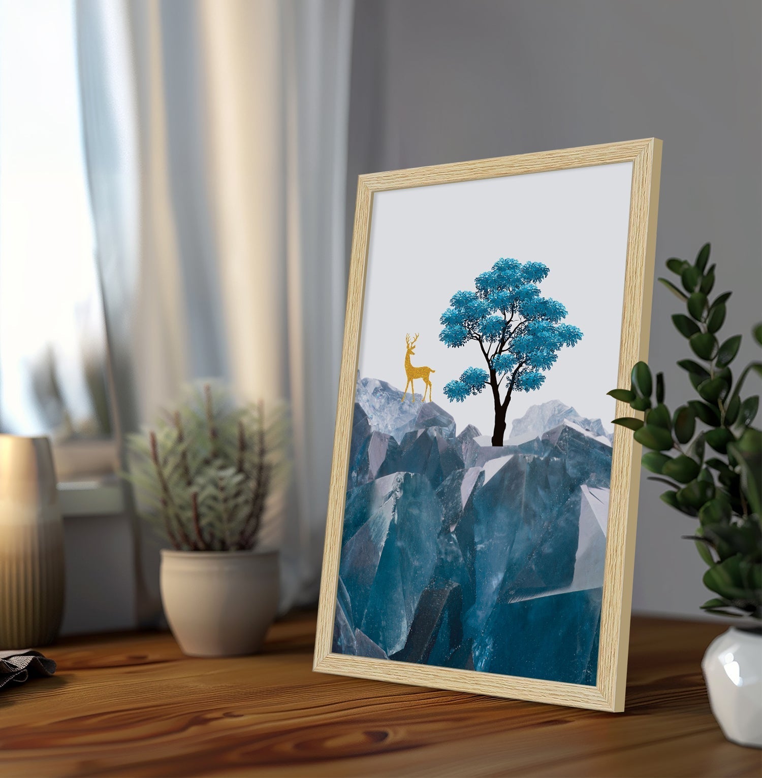 Deer Abstract Art Paintings, Painting For Wall Living Room, Set of 3 AXIII-17-DER ArtX