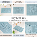 Ivory Blue Absorbent Bathroom Mat Large 32x20 Inch Nestasia