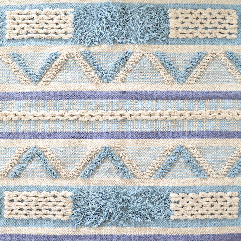 BOHO Bluebell Hand Woven Rug - Blue White & Natural Nestasia