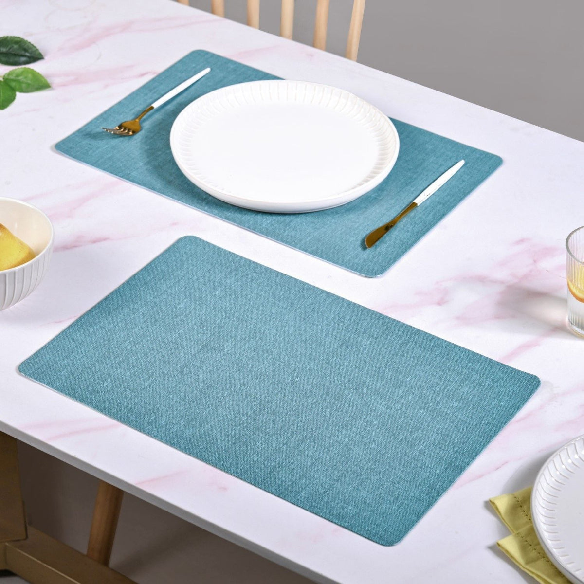 Rectangle Blue Dinner Table Mat Set Of 6 Nestasia