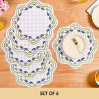 Blue Ivy Cotton Embroidered Table Mat Set Of 6 Nestasia