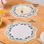 Blue Ivy Cotton Embroidered Table Mat Set Of 6 Nestasia