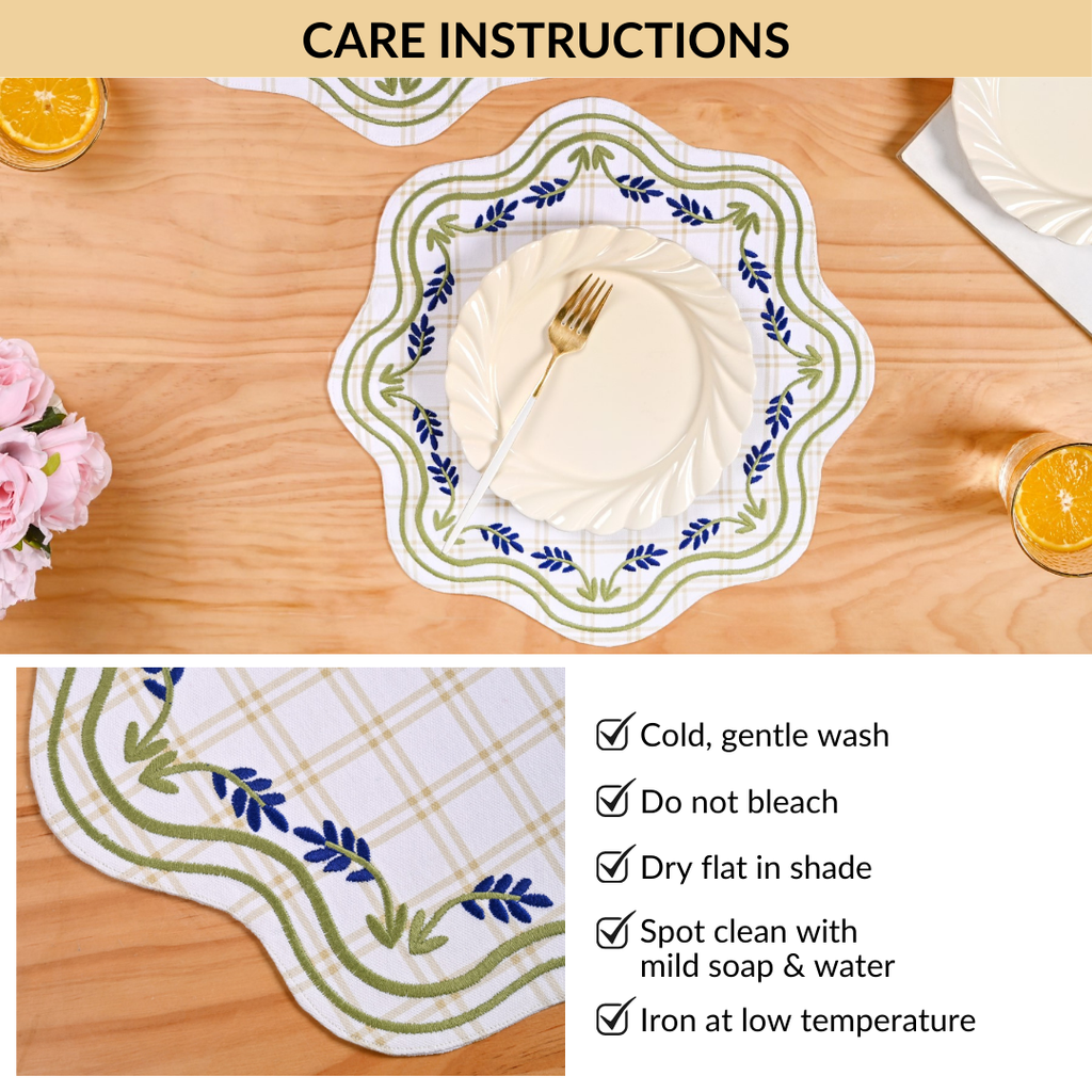 Blue Ivy Cotton Embroidered Table Mat Set Of 6 Nestasia