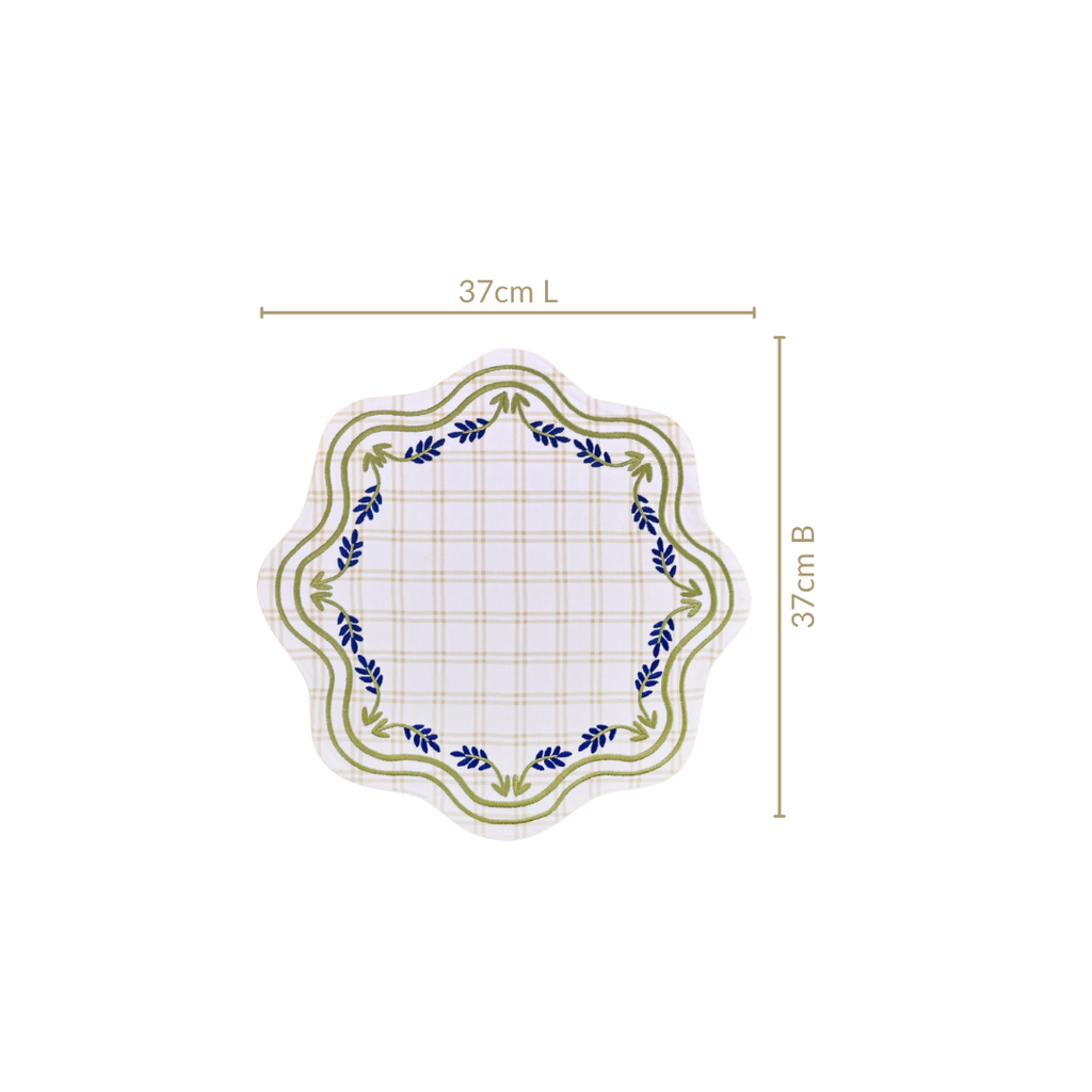 Blue Ivy Cotton Embroidered Table Mat Set Of 6 Nestasia