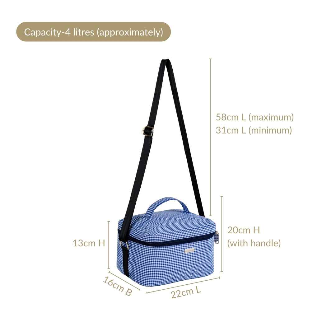 Blue Checkered Insulated Lunch Bag Nestasia