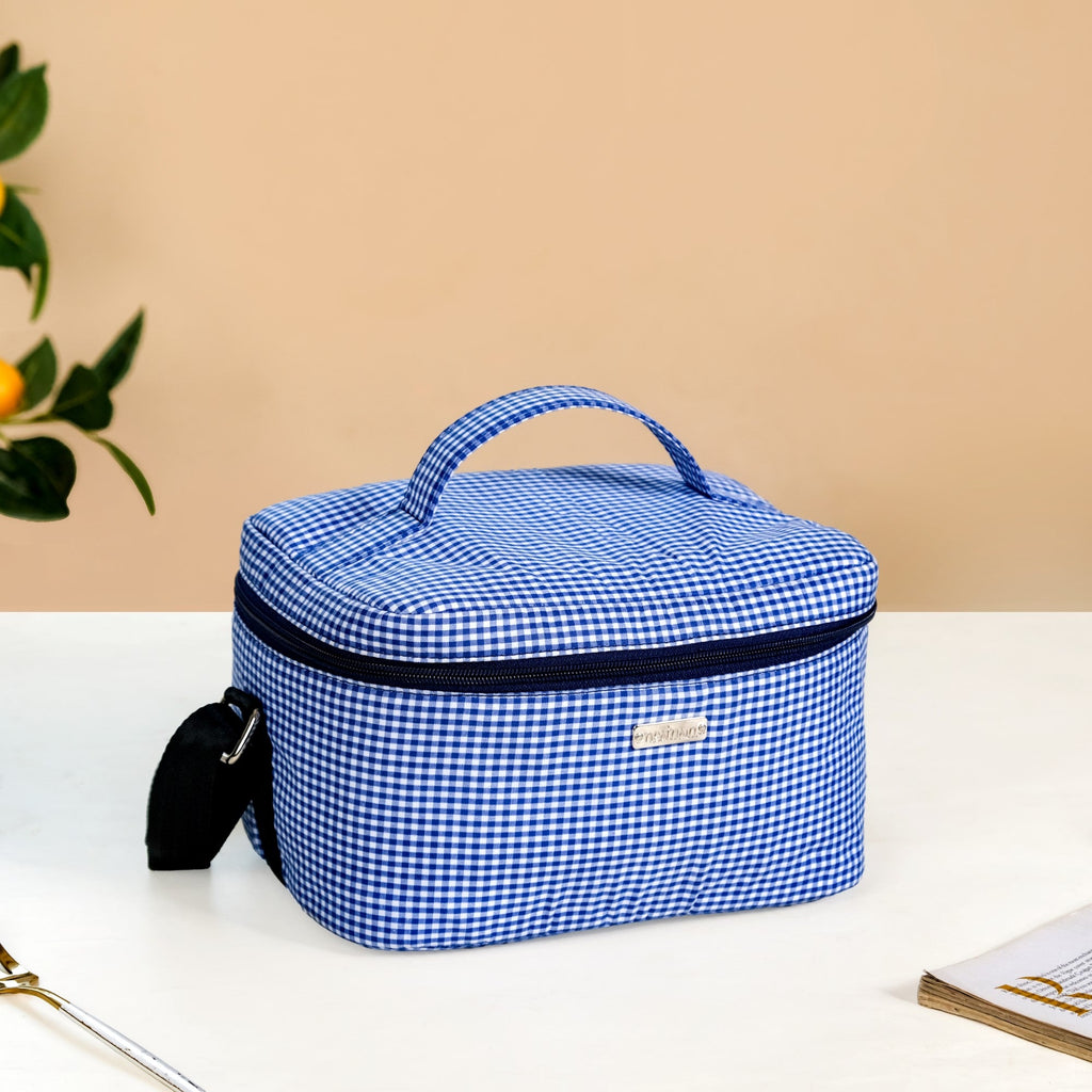 Blue Checkered Insulated Lunch Bag Nestasia