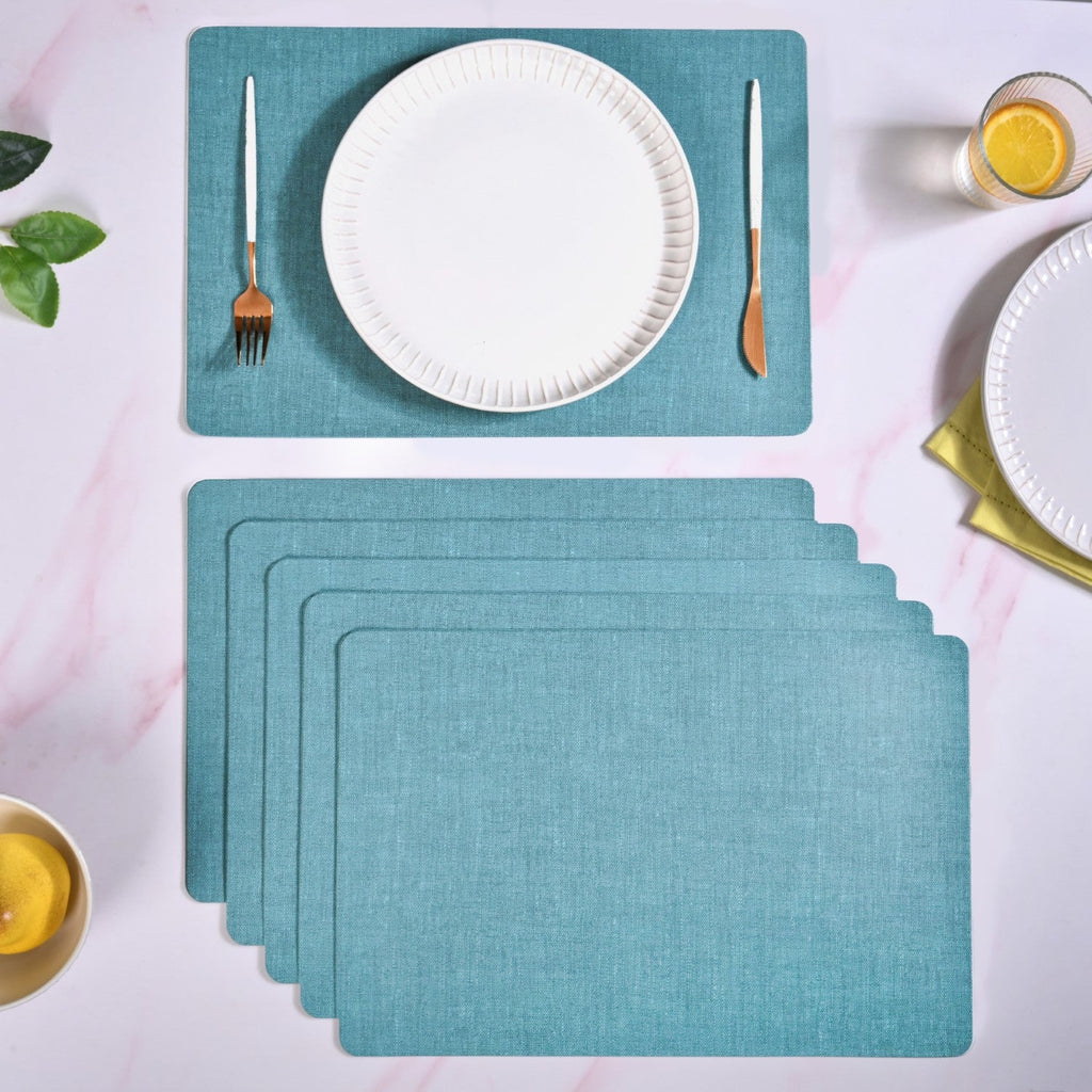 Rectangle Blue Dinner Table Mat Set Of 6 Nestasia