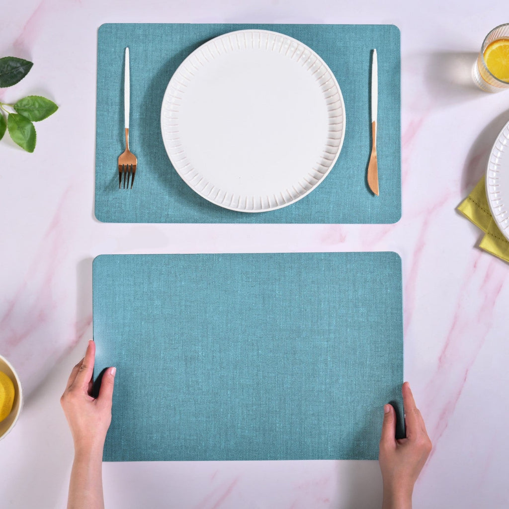 Rectangle Blue Dinner Table Mat Set Of 6 Nestasia