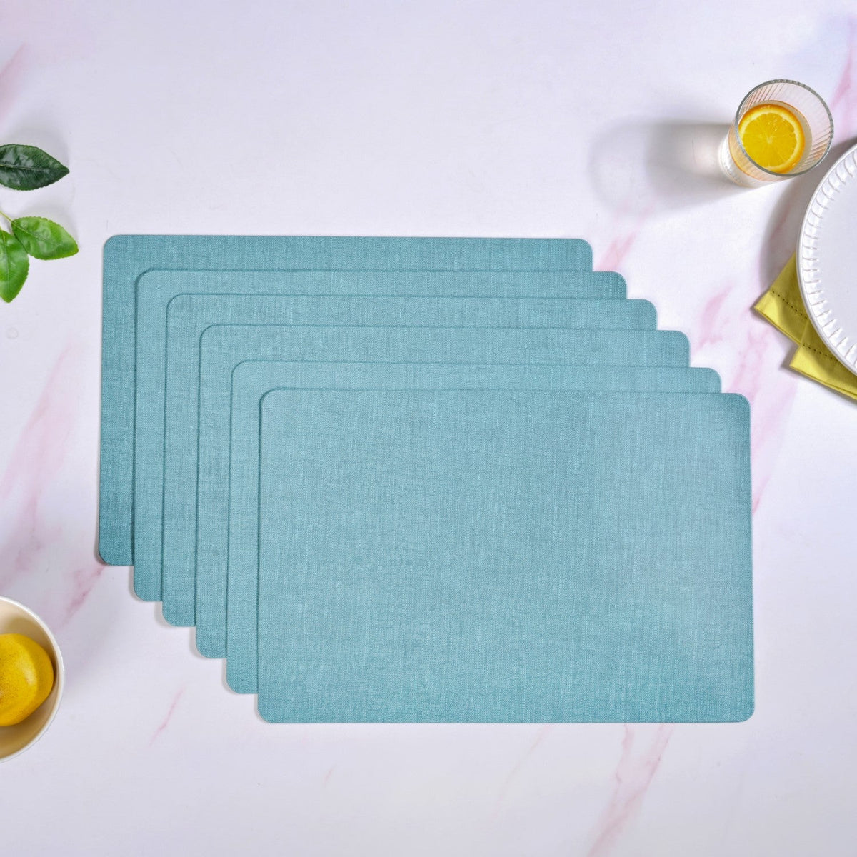Rectangle Blue Dinner Table Mat Set Of 6 Nestasia