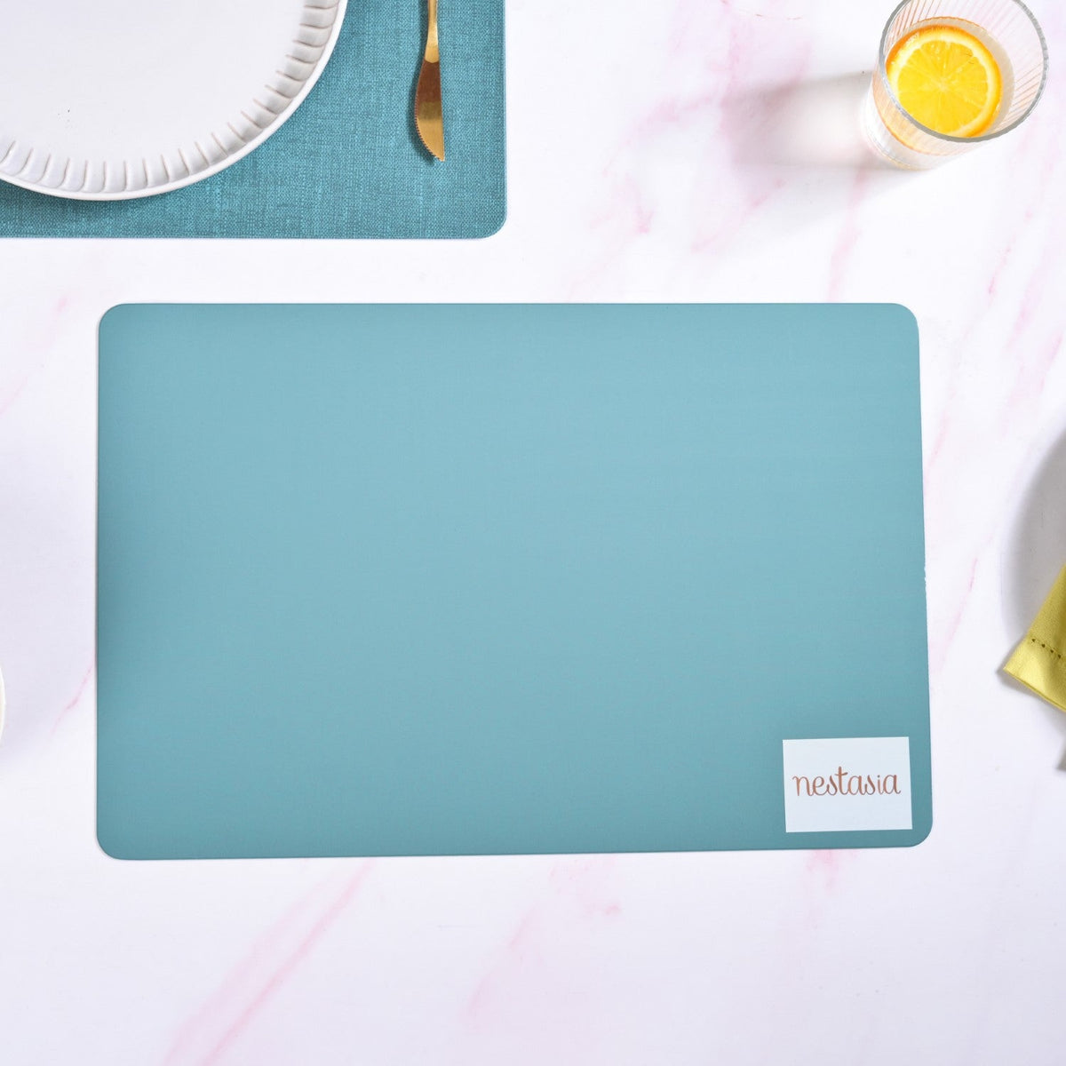 Rectangle Blue Dinner Table Mat Set Of 6 Nestasia