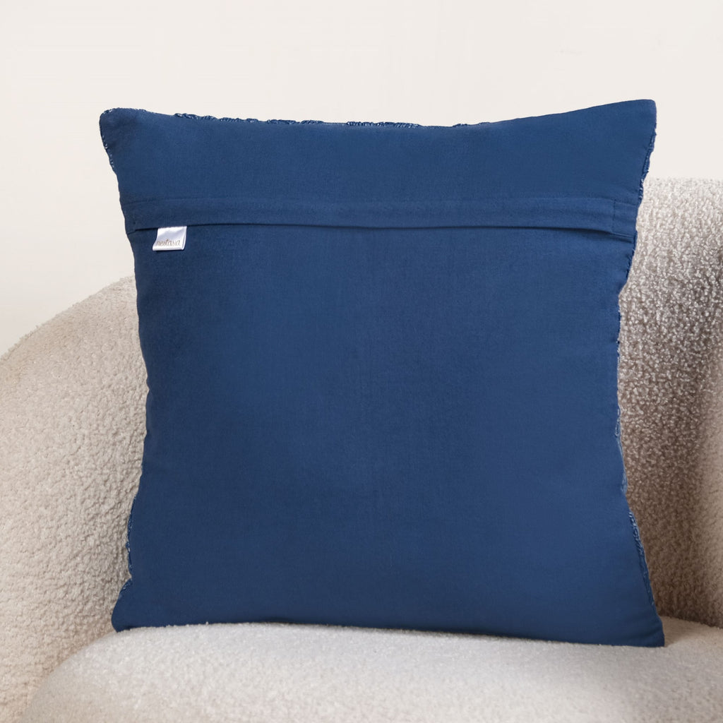 Blue Stonewash Embroidered Cotton Cushion Cover 40x40cm Nestasia