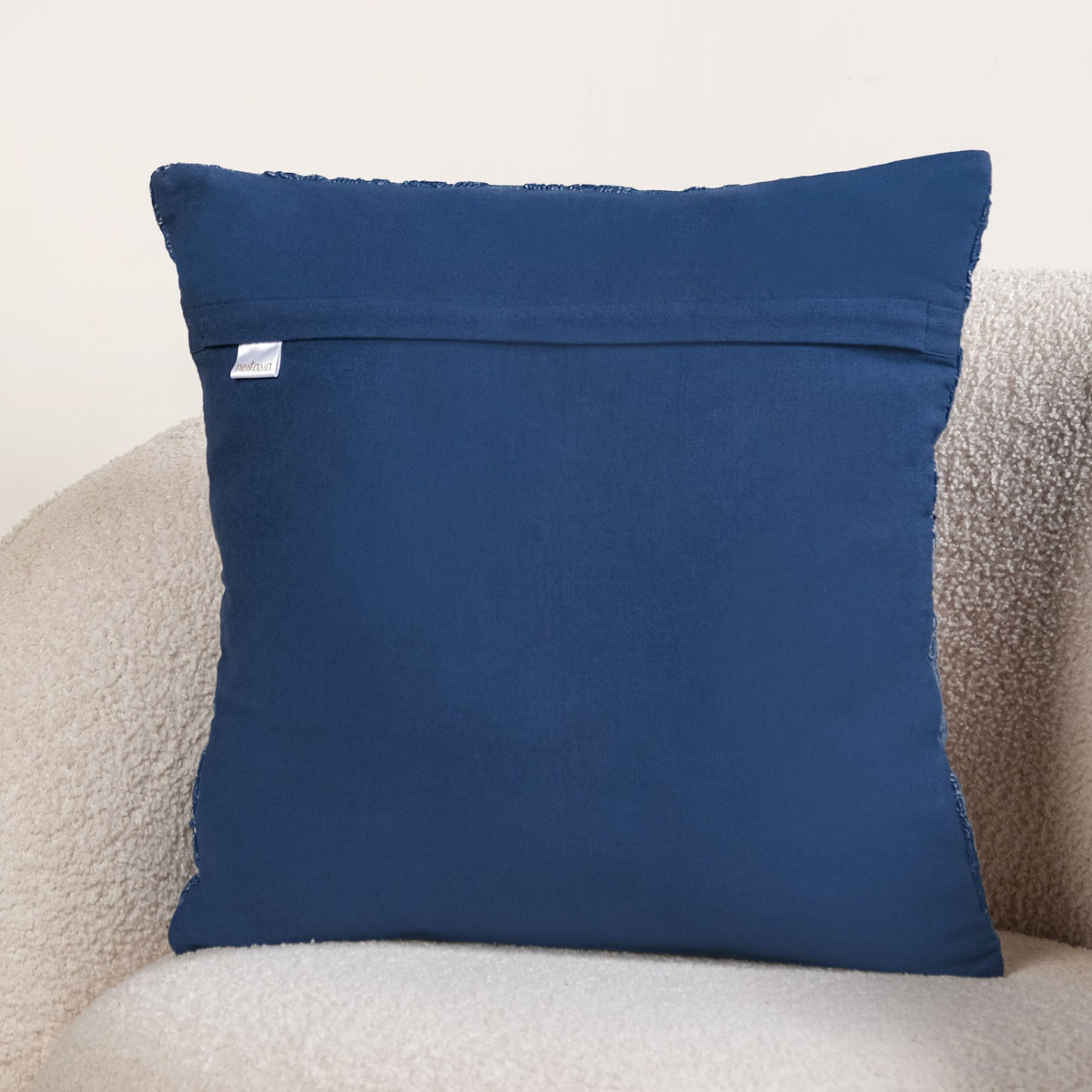 Blue Stonewash Embroidered Cotton Cushion Cover 40x40cm Nestasia