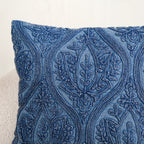 Blue Stonewash Embroidered Cotton Cushion Cover 40x40cm Nestasia