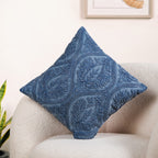 Blue Stonewash Embroidered Cotton Cushion Cover 40x40cm Nestasia