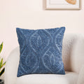 Blue Stonewash Embroidered Cotton Cushion Cover 40x40cm Nestasia