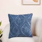 Blue Stonewash Embroidered Cotton Cushion Cover 40x40cm Nestasia