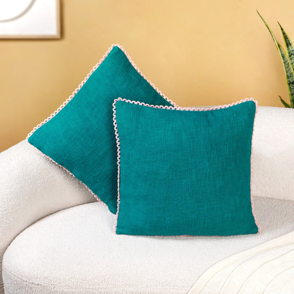Bluebell Blush Cushion Covers With Looped Edging Set Of 2 Nestasia