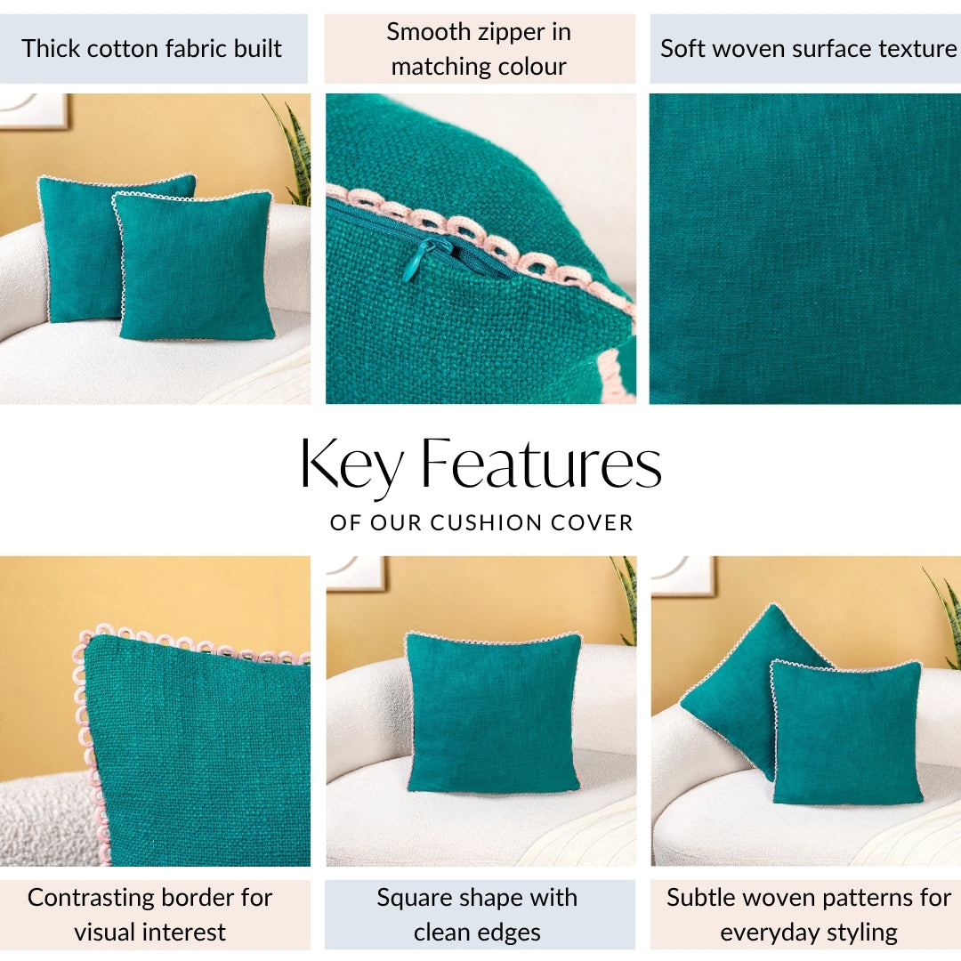 Bluebell Blush Cushion Covers With Looped Edging Set Of 2 Nestasia