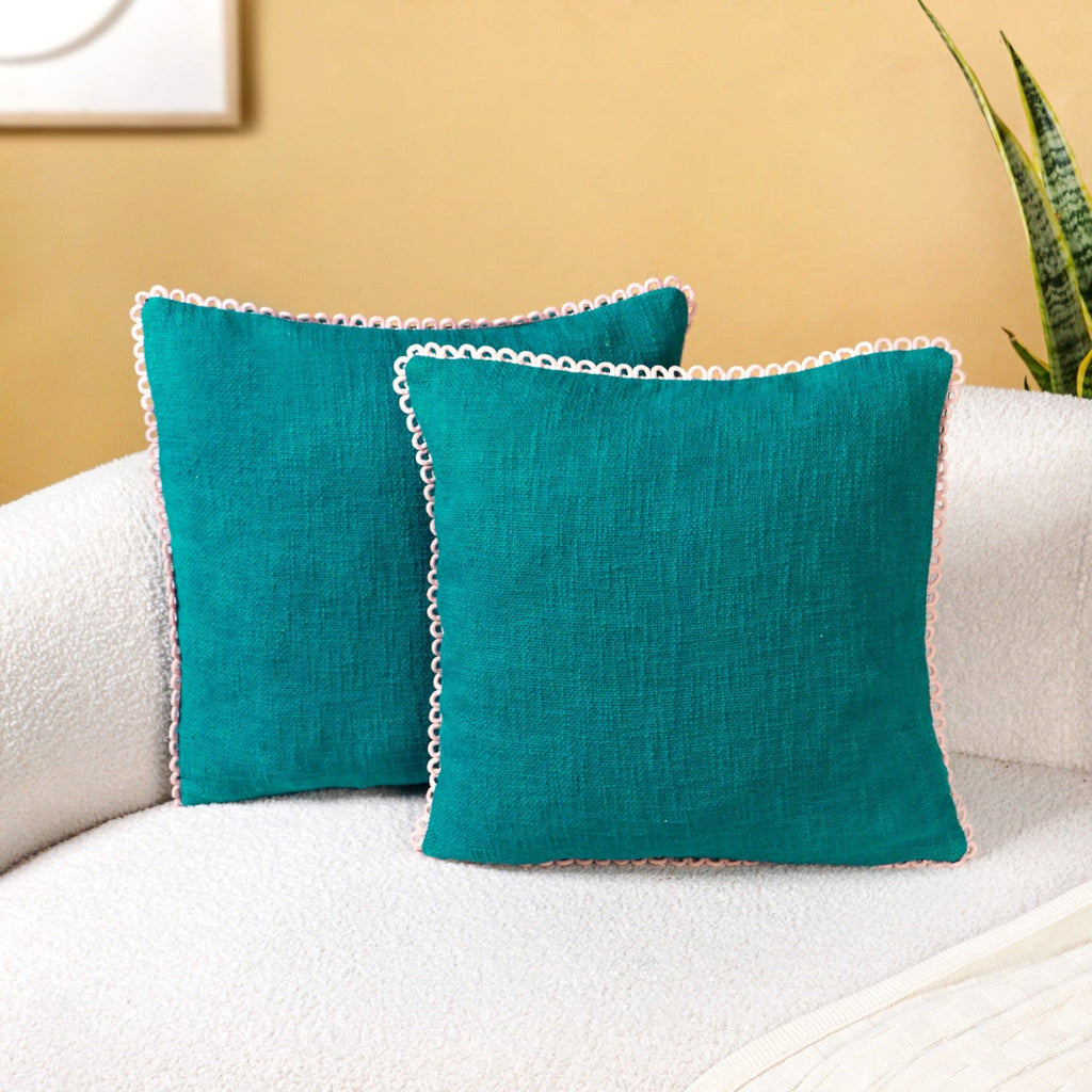 Bluebell Blush Cushion Covers With Looped Edging Set Of 2 Nestasia