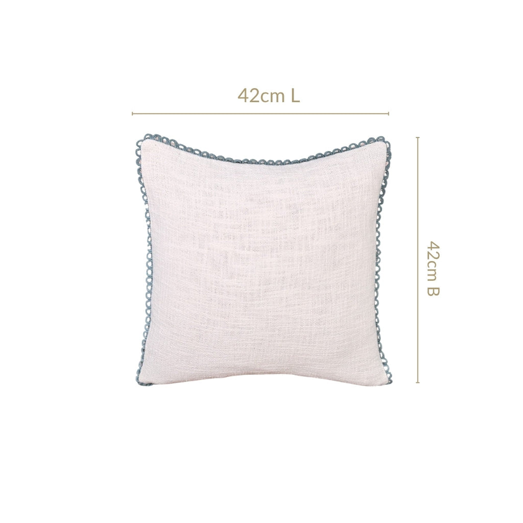 Blueline Lace Cotton Sofa With Looped Edging Set Cushion Cover Set Of 2 Nestasia