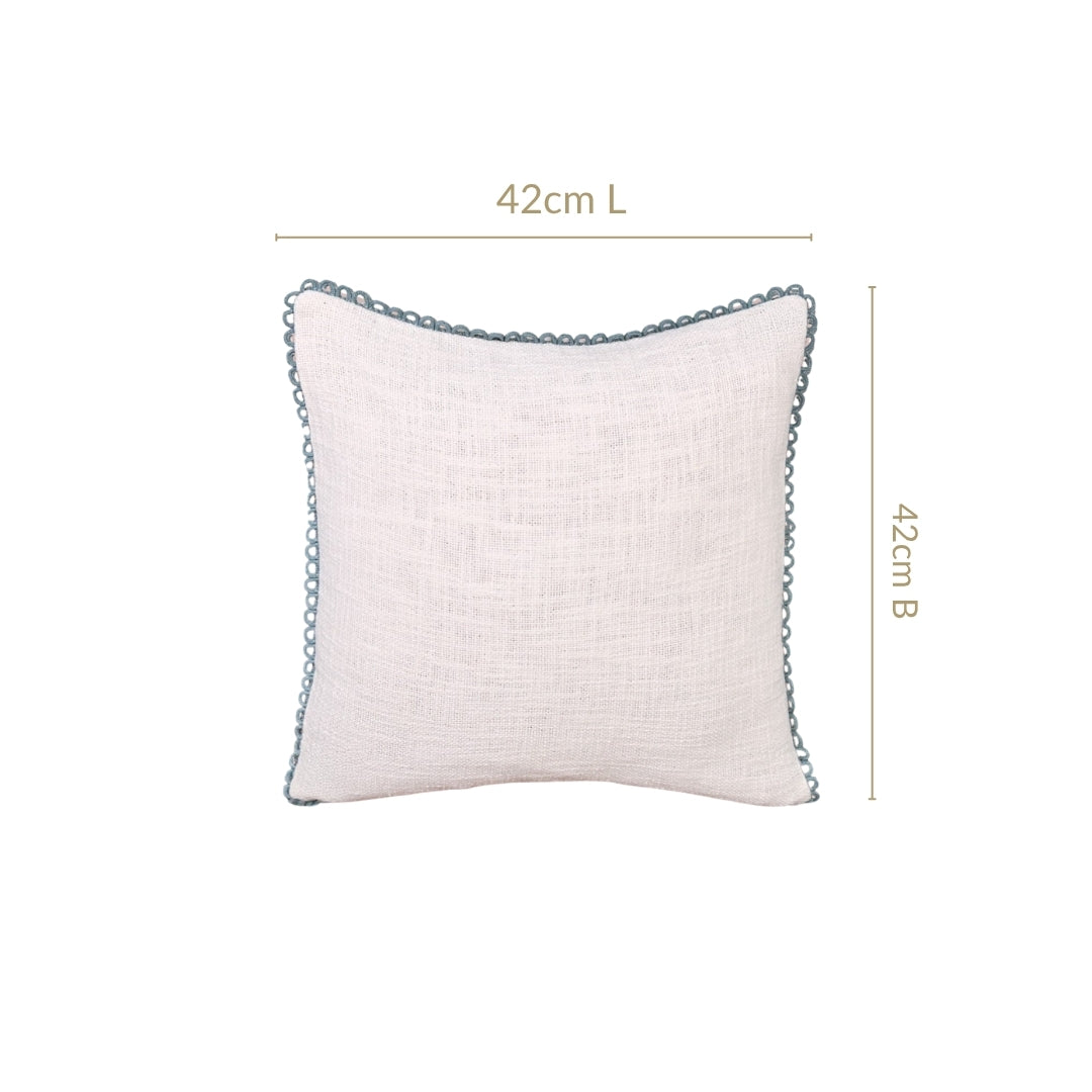Blueline Lace Cotton Sofa With Looped Edging Set Cushion Cover Set Of 2 Nestasia