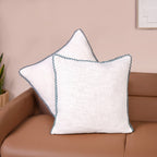 Blueline Lace Cotton Sofa With Looped Edging Set Cushion Cover Set Of 2 Nestasia