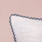 Blueline Lace Cotton Sofa With Looped Edging Set Cushion Cover Set Of 2 Nestasia