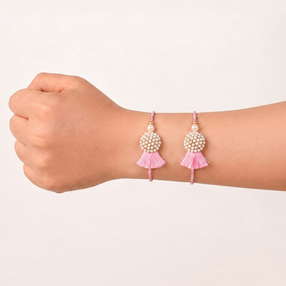 Blush Pearl Tassel Rakhi Gift Set Nestasia