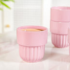 Snugsy Blush Pink Ceramic Stackable Cup Set Of 4 280ml Nestasia