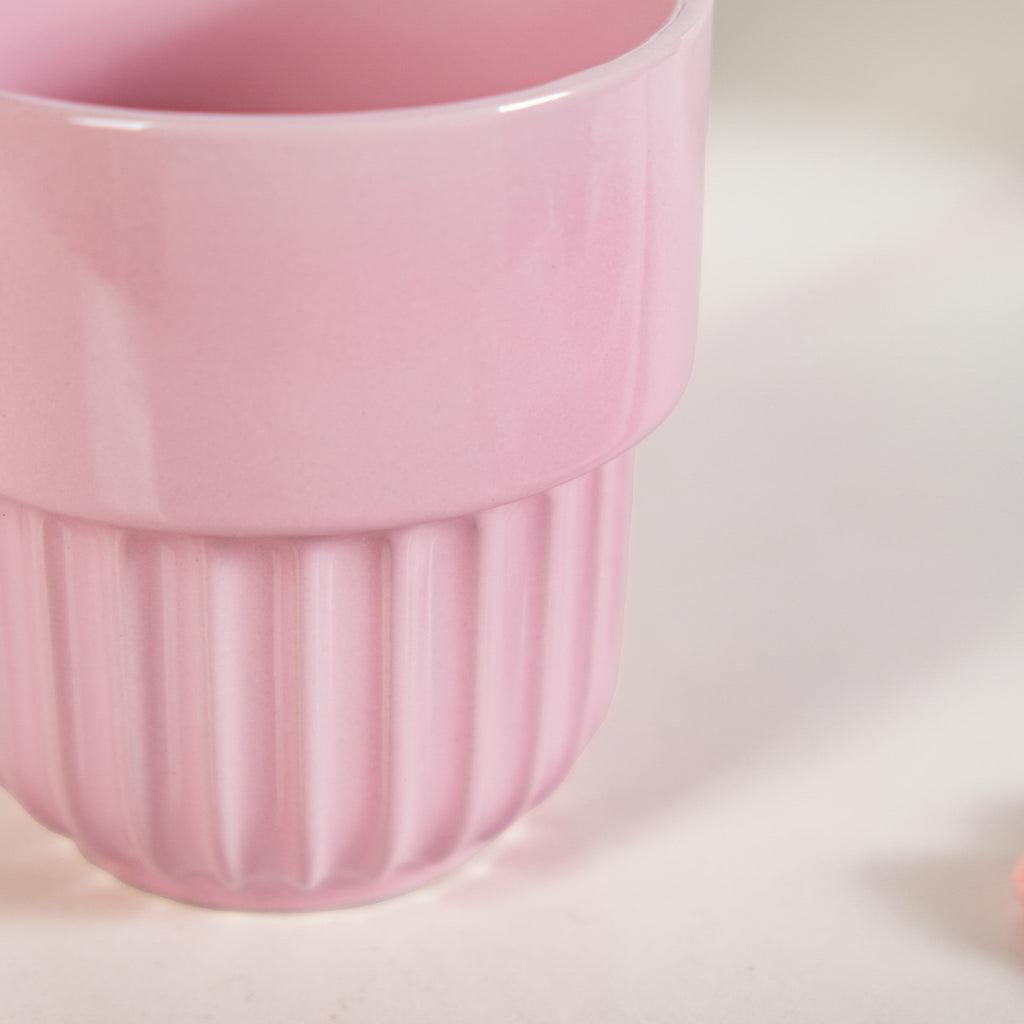 Snugsy Blush Pink Ceramic Stackable Cup Set Of 4 280ml Nestasia