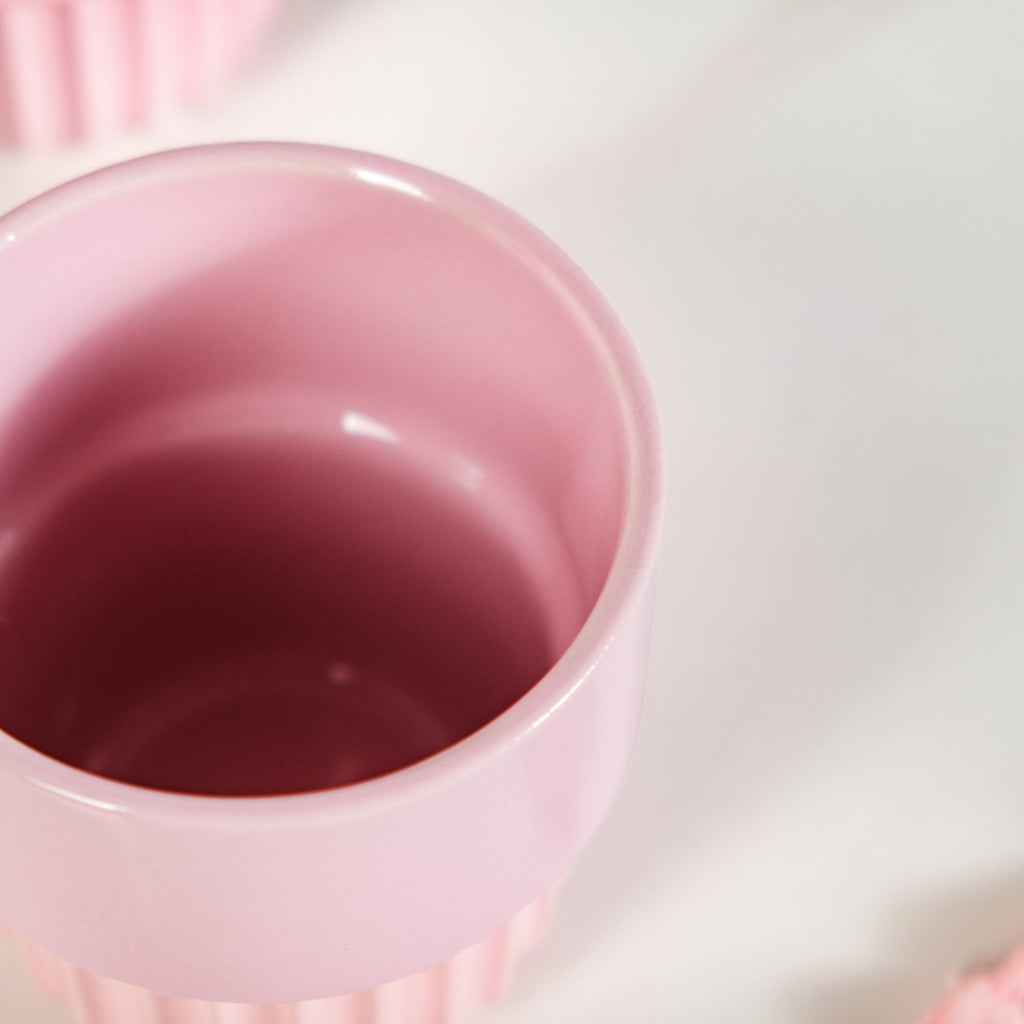 Snugsy Blush Pink Ceramic Stackable Cup Set Of 4 280ml Nestasia