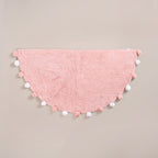 Blush Pink Pom Pom Pure Cotton Anti Slip Floor Mat 88x47cm Nestasia