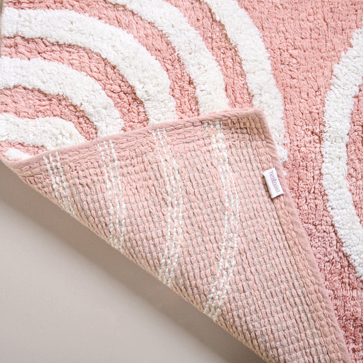 Blush Pink Anti Slip Tufted Cotton Floor Mat 82x52cm Nestasia
