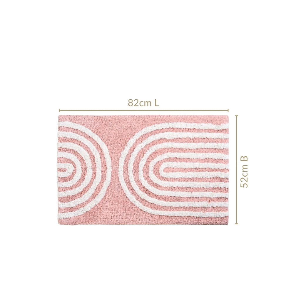 Blush Pink Anti Slip Tufted Cotton Floor Mat 82x52cm Nestasia