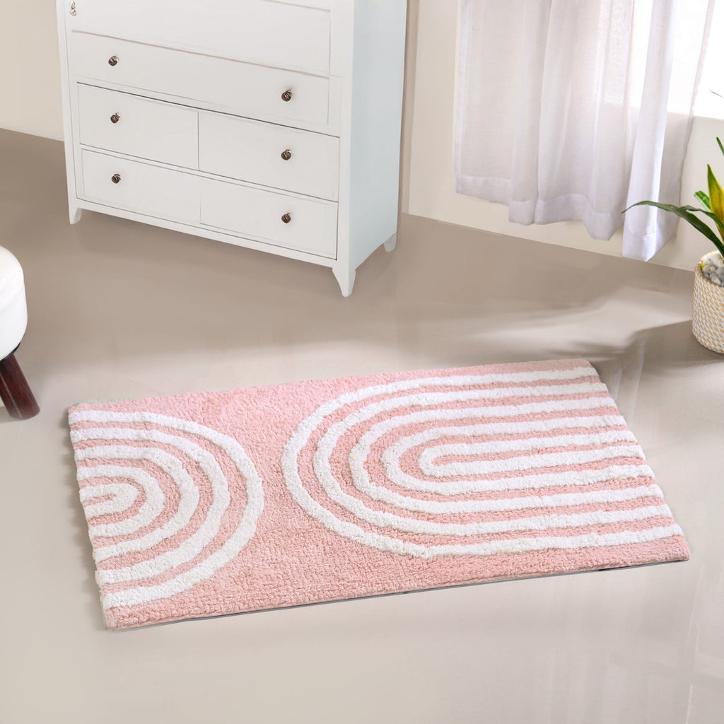 Blush Pink Anti Slip Tufted Cotton Floor Mat 82x52cm Nestasia