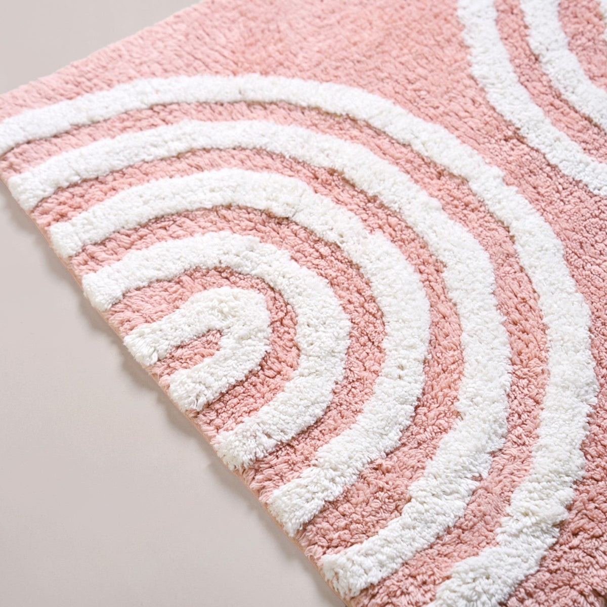 Blush Pink Anti Slip Tufted Cotton Floor Mat 82x52cm Nestasia