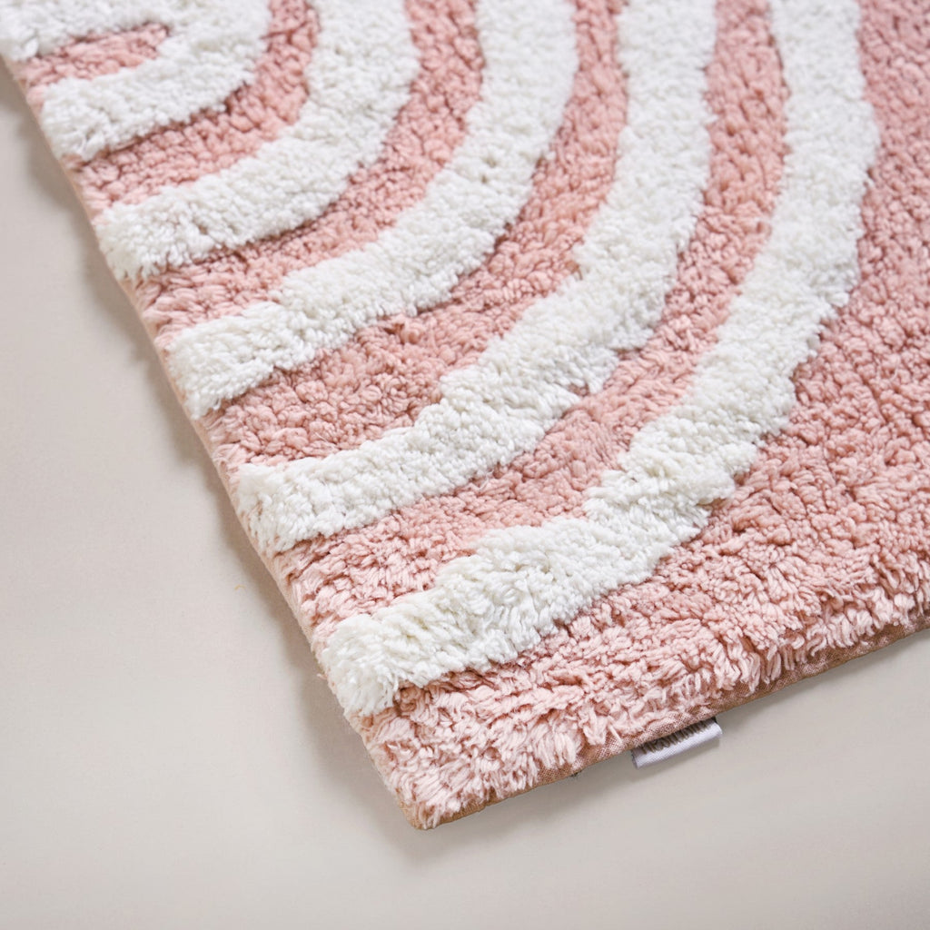 Blush Pink Anti Slip Tufted Cotton Floor Mat 82x52cm Nestasia