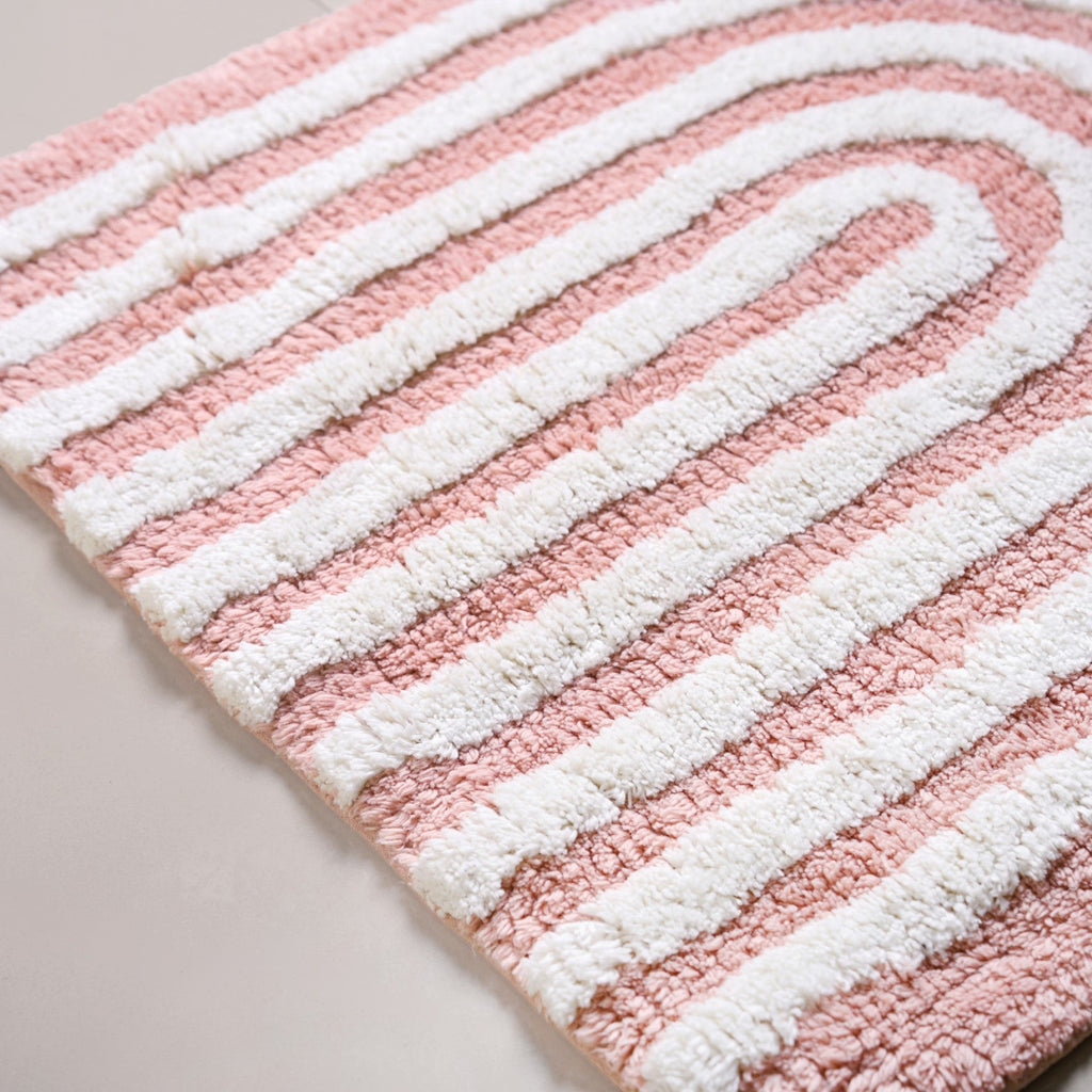 Blush Pink Anti Slip Tufted Cotton Floor Mat 82x52cm Nestasia