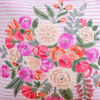 Blush Breeze Embroidered Stripe Cotton Cushion Cover 40x40cm Nestasia