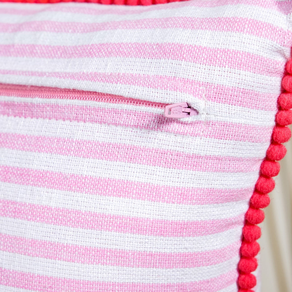 Blush Breeze Embroidered Stripe Cotton Cushion Cover 40x40cm Nestasia