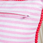 Blush Breeze Embroidered Stripe Cotton Cushion Cover 40x40cm Nestasia
