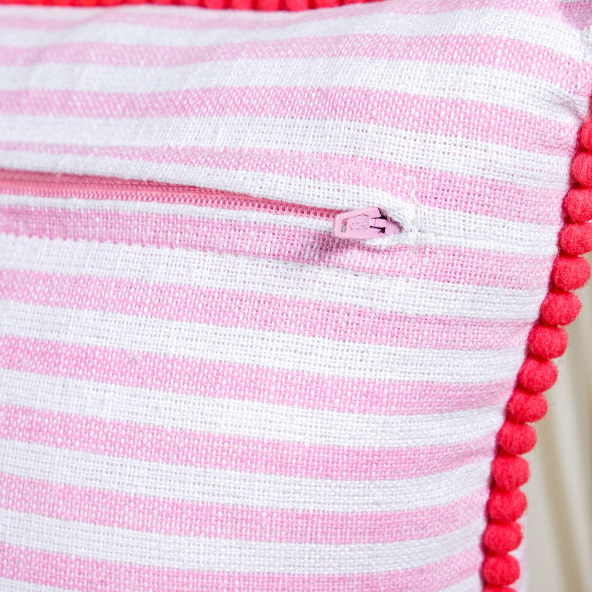 Blush Breeze Embroidered Stripe Cotton Cushion Cover 40x40cm Nestasia