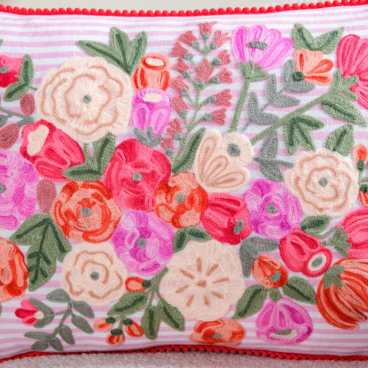 Blush Stripe Cotton Cushion Cover 50x35cm Nestasia