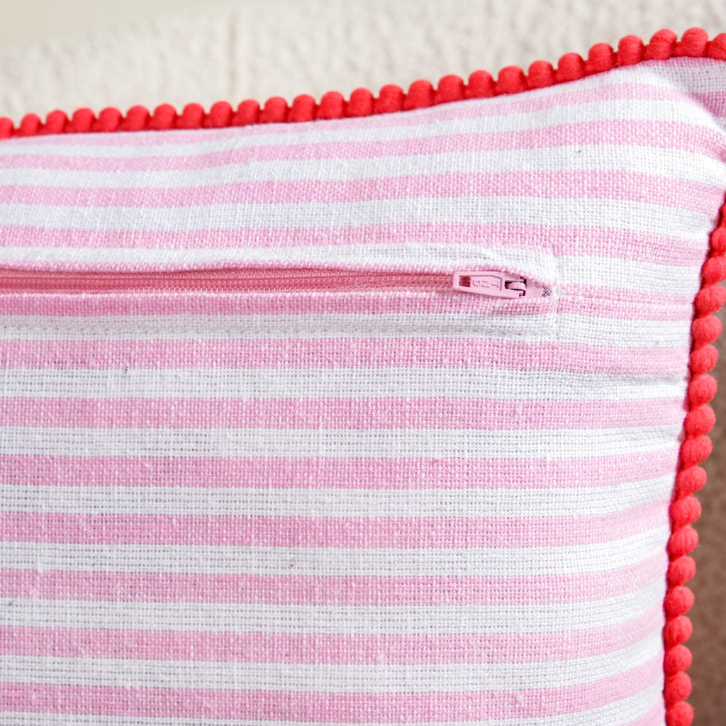Blush Stripe Cotton Cushion Cover 50x35cm Nestasia