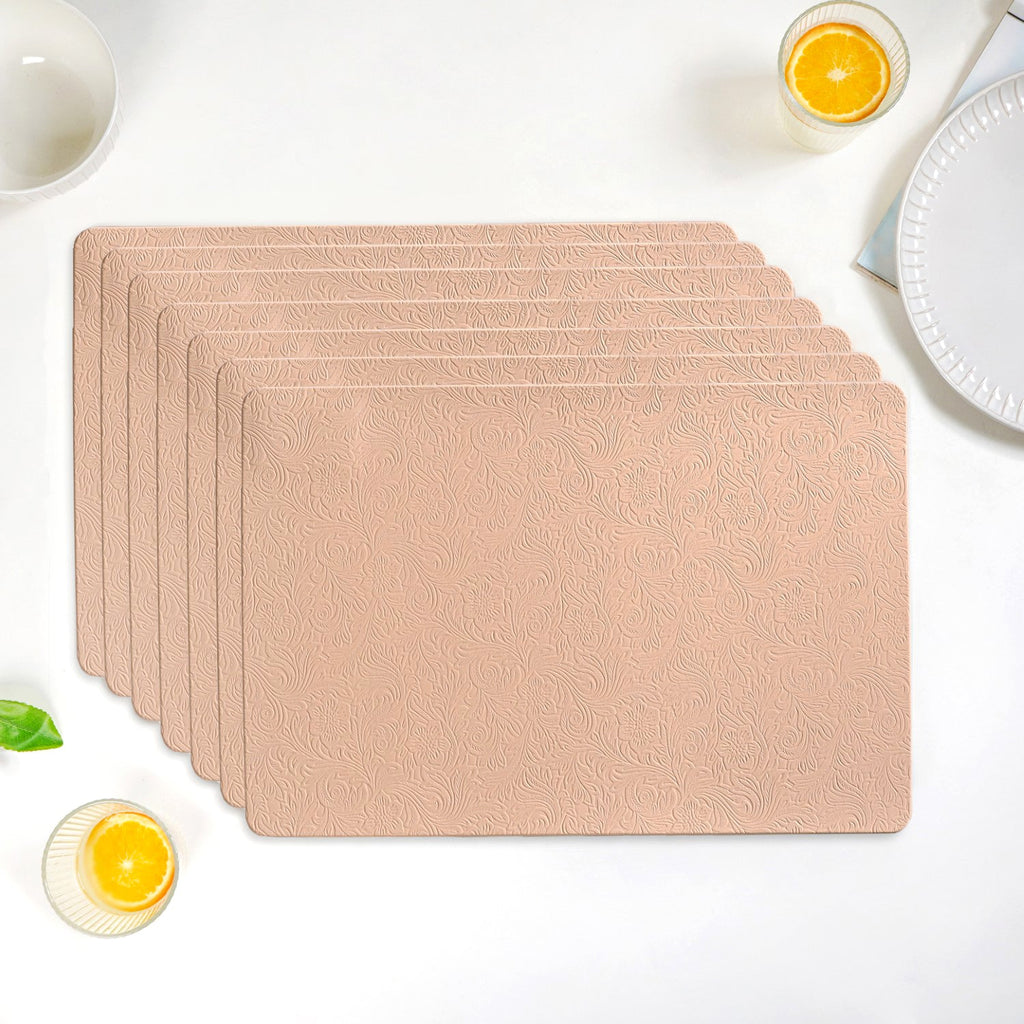 Blush Peach Embossed Table Mat Set Of 6 Nestasia