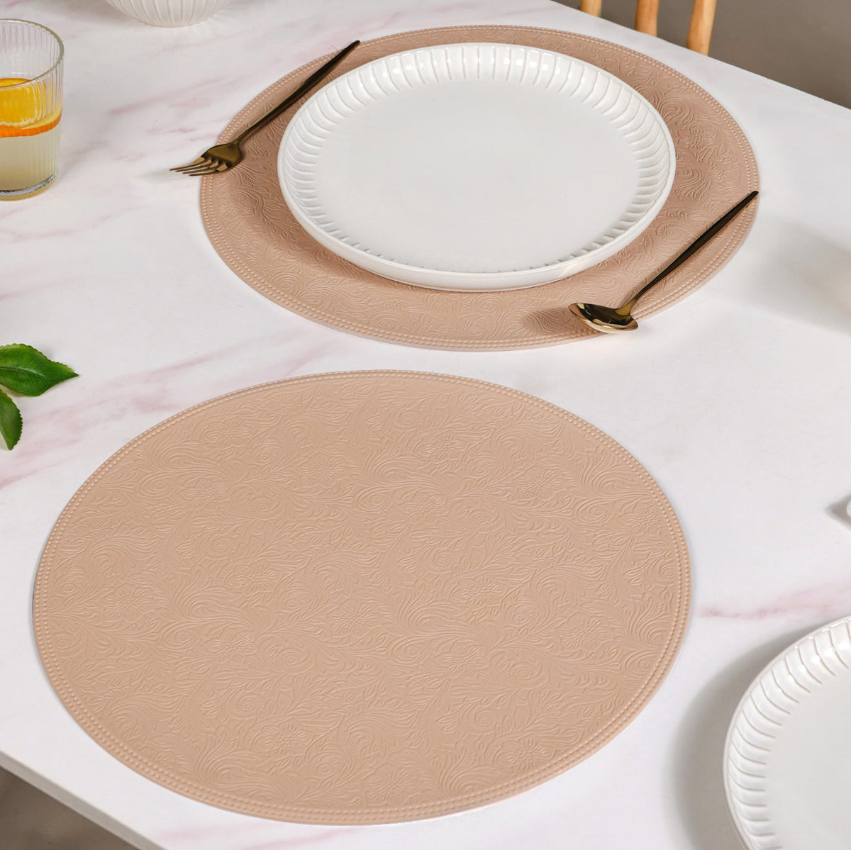 Blush Peach Round Table Mat Set Of 6 Nestasia