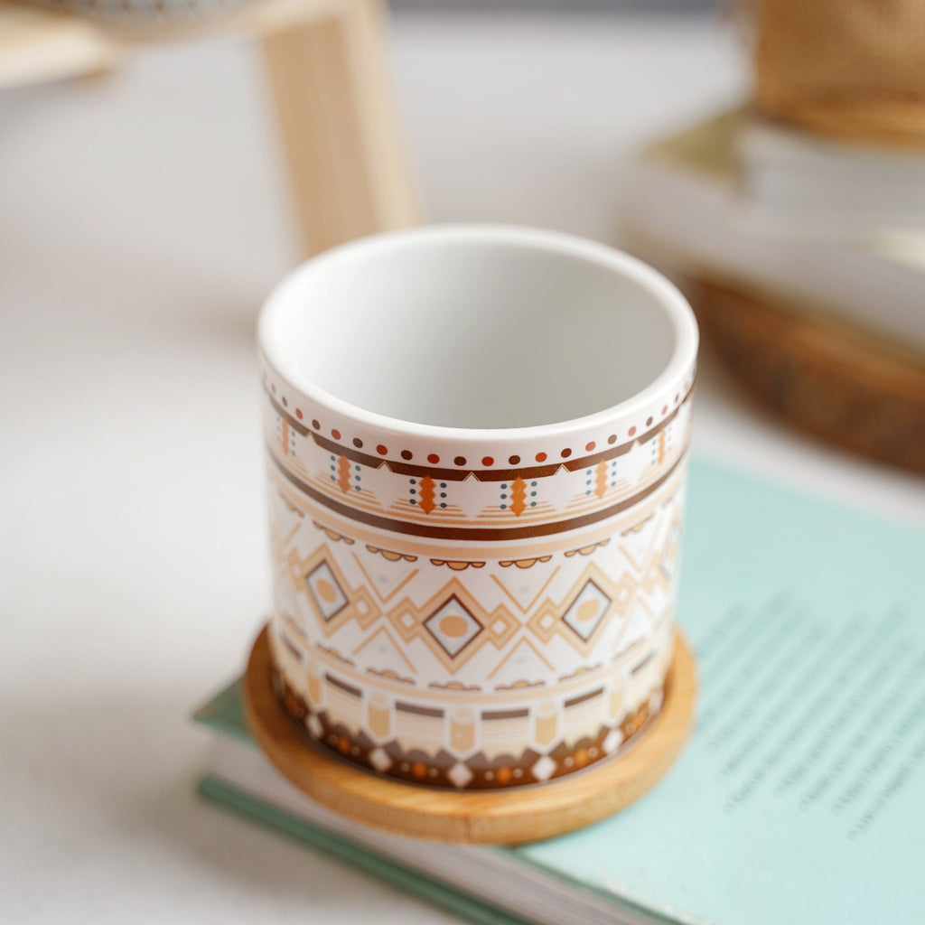 Botanic Expressions Ceramic Planter With Coaster Set Of 2 Nestasia