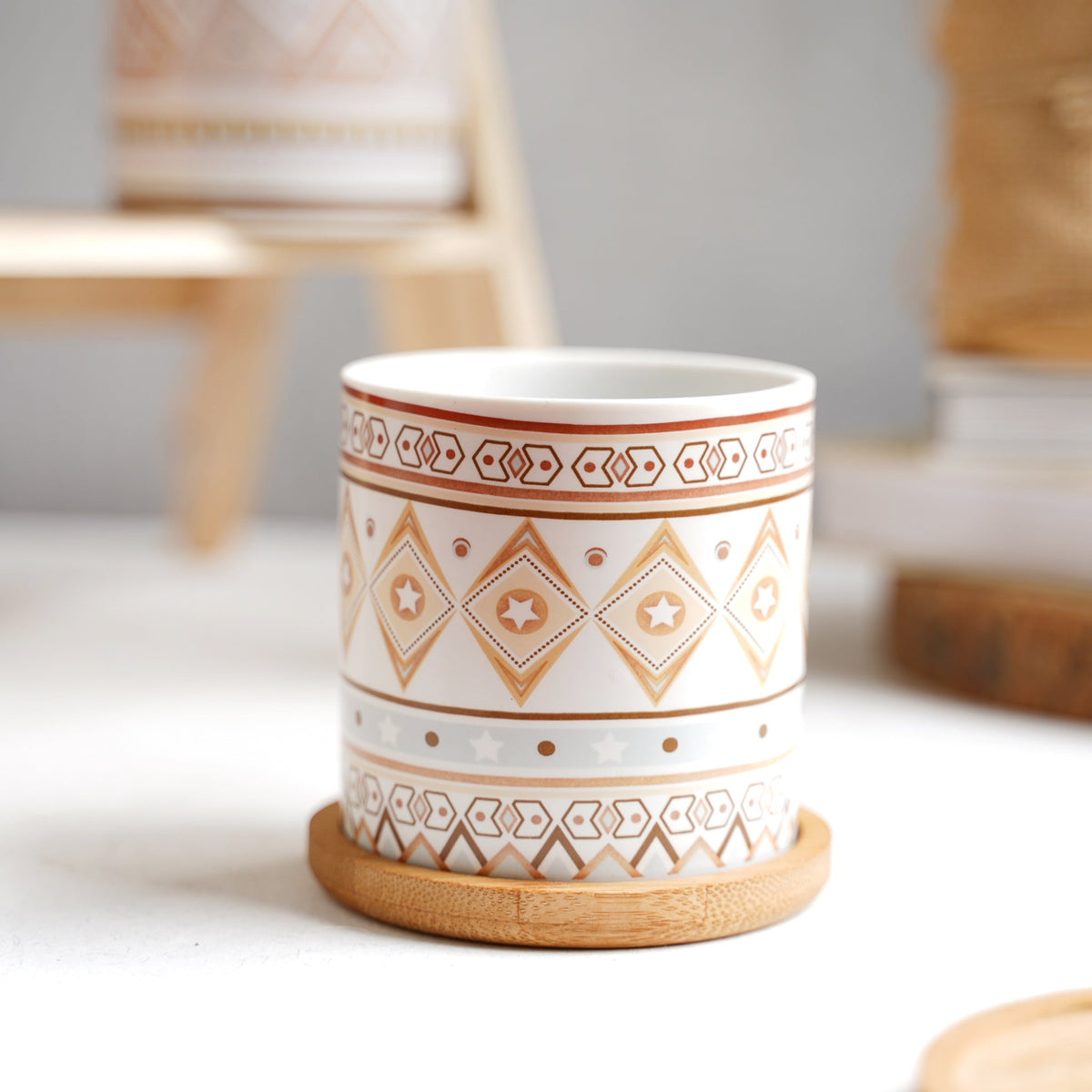 Botanic Expressions Ceramic Planter With Coaster Set Of 2 Nestasia